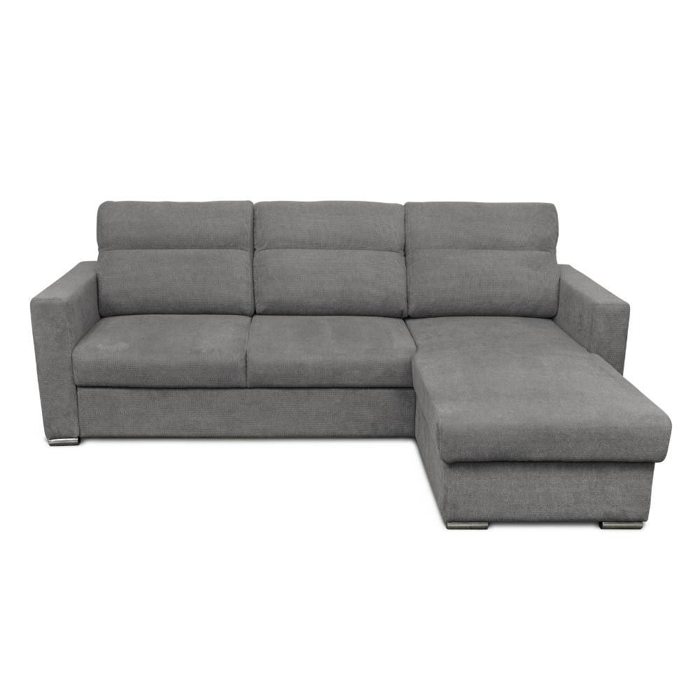 Divano angolare Kendall con penisola reversibile letto estraibile grigio Barrel 90