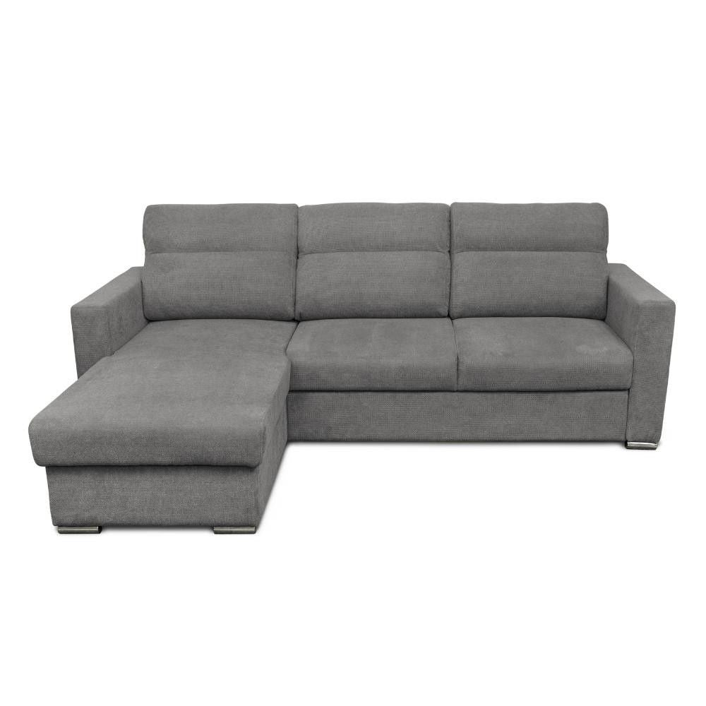 Divano angolare Kendall con penisola reversibile letto estraibile grigio Barrel 90