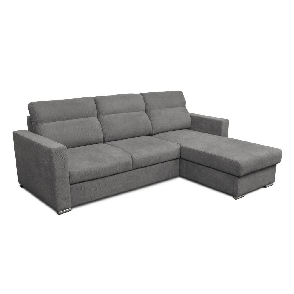Divano angolare Kendall con penisola reversibile letto estraibile grigio Barrel 90