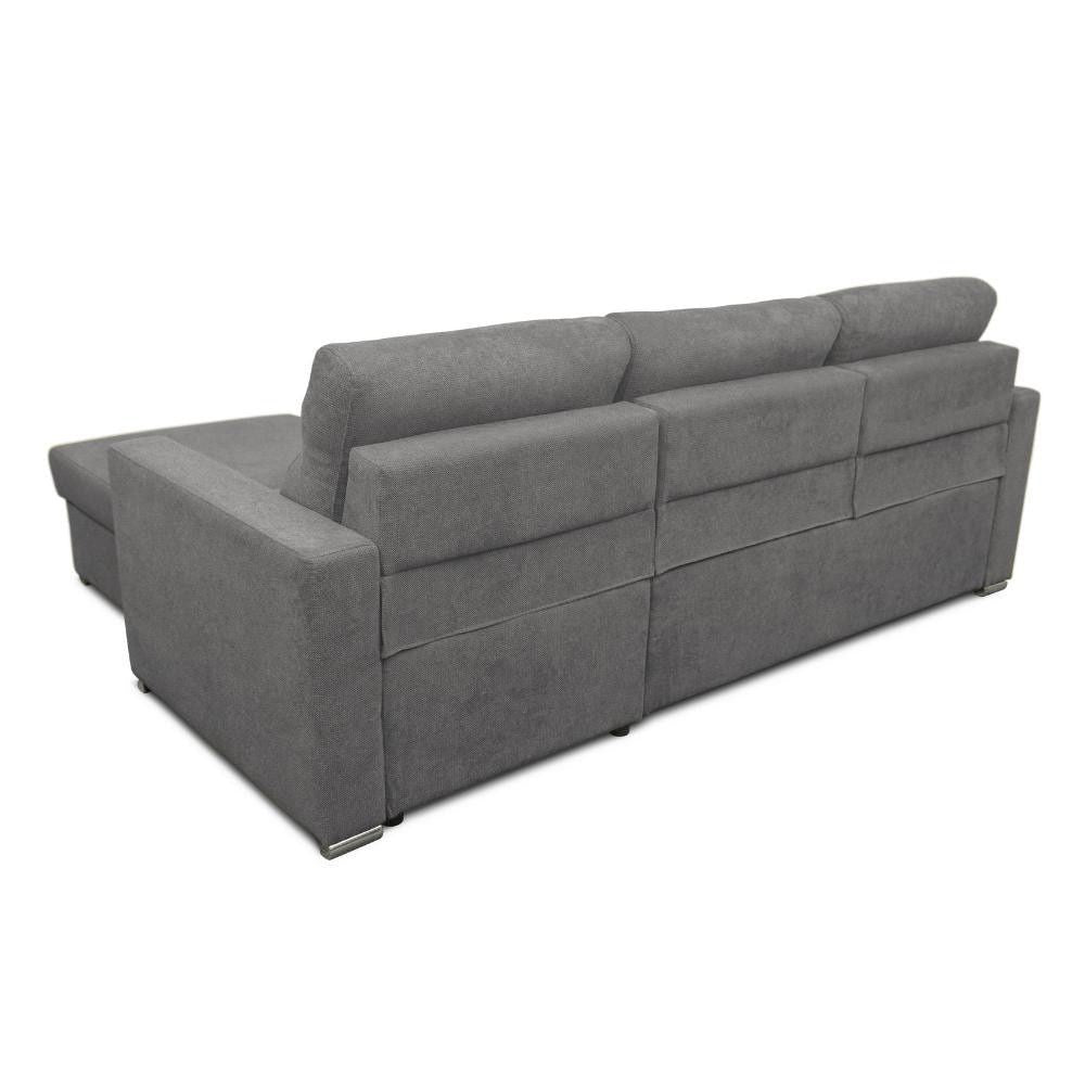 Divano angolare Kendall con penisola reversibile letto estraibile grigio Barrel 90