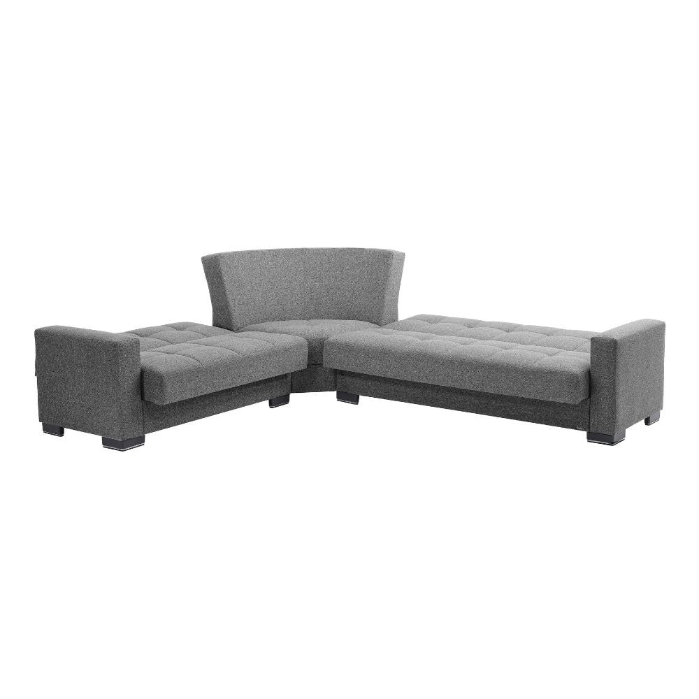 Divano angolare reversibile Fermina Wedge con doppio letto e doppio contenitore in Crown 18 grigio