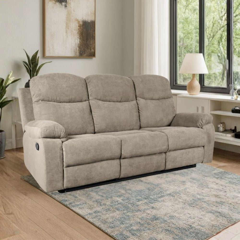 Divano Chicago 3 posti reclinabile in tessuto Barrel 09 cappuccino