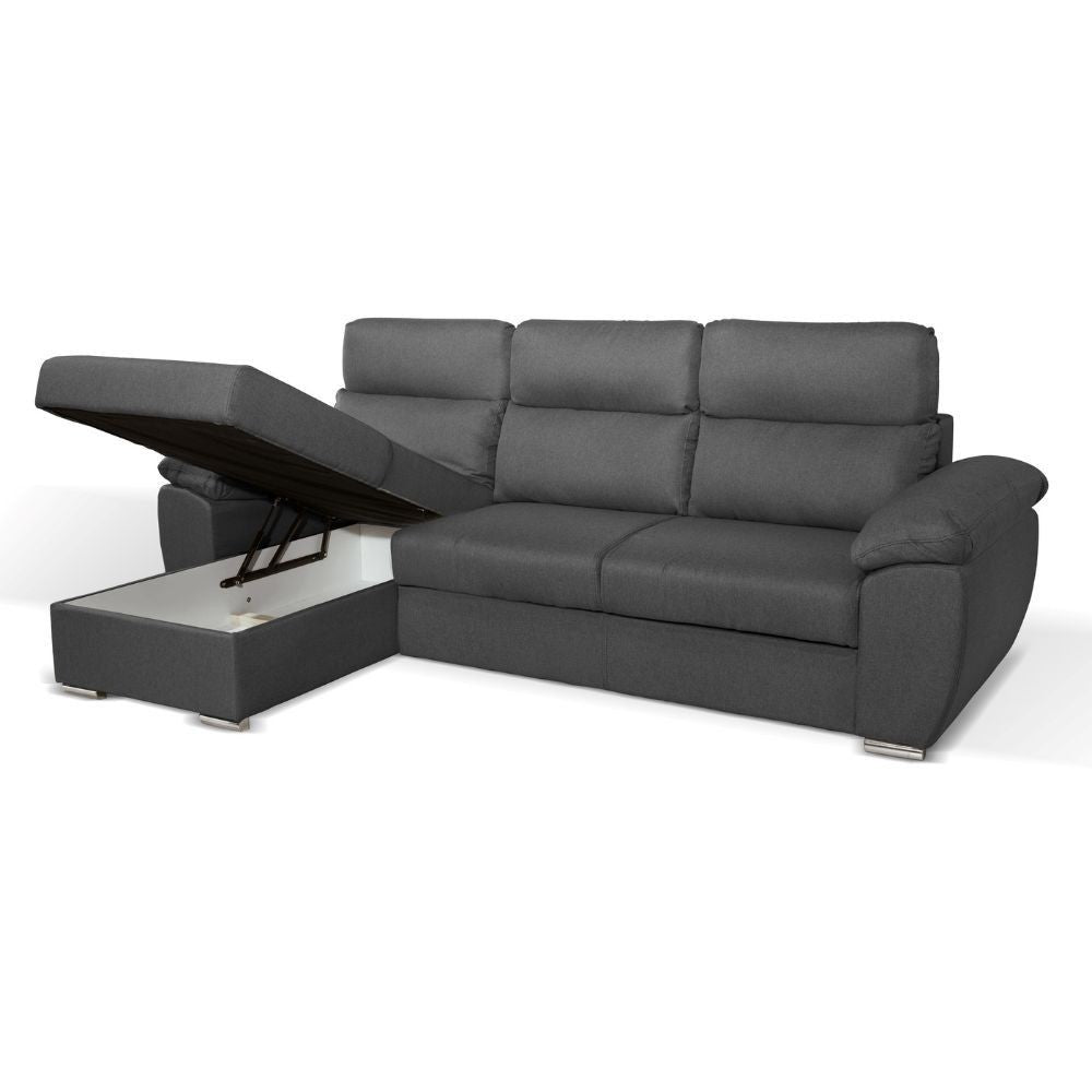 Divano Como II con penisola contenitore grigio Twist20