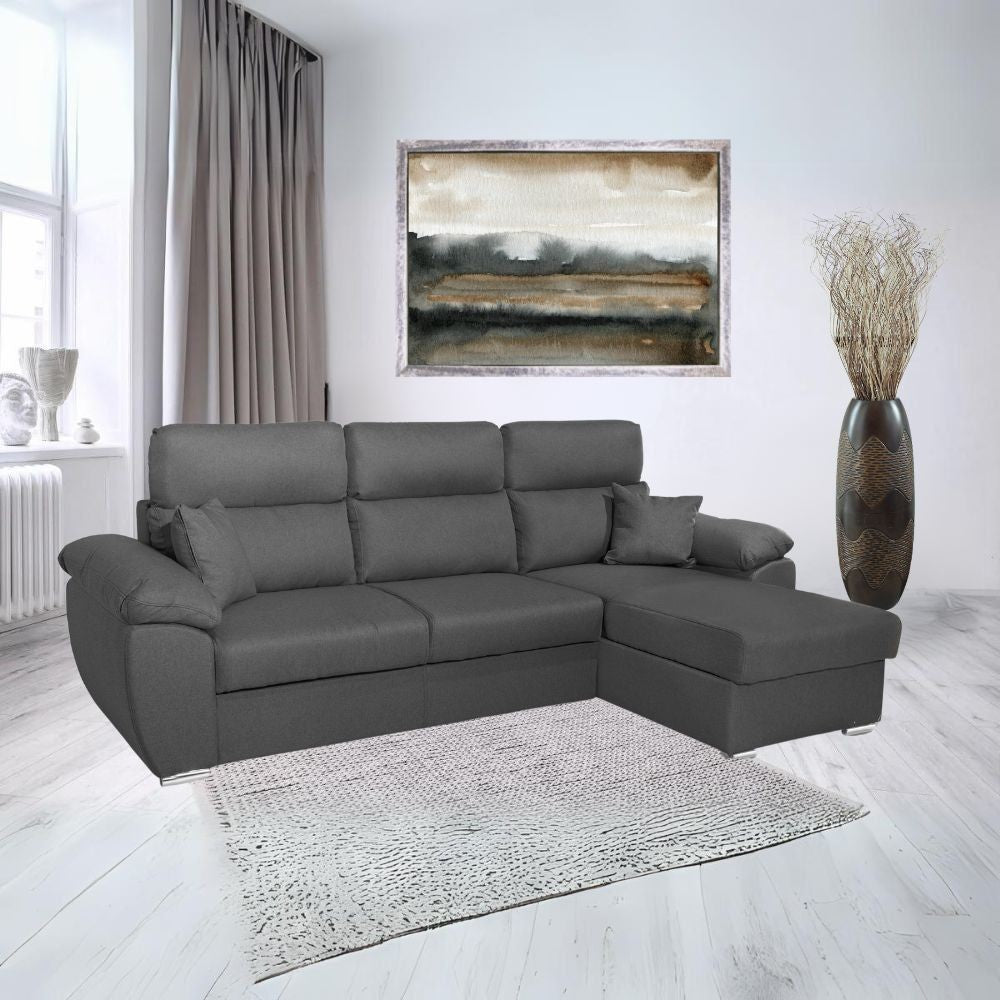 Divano Como II con penisola contenitore grigio Twist20
