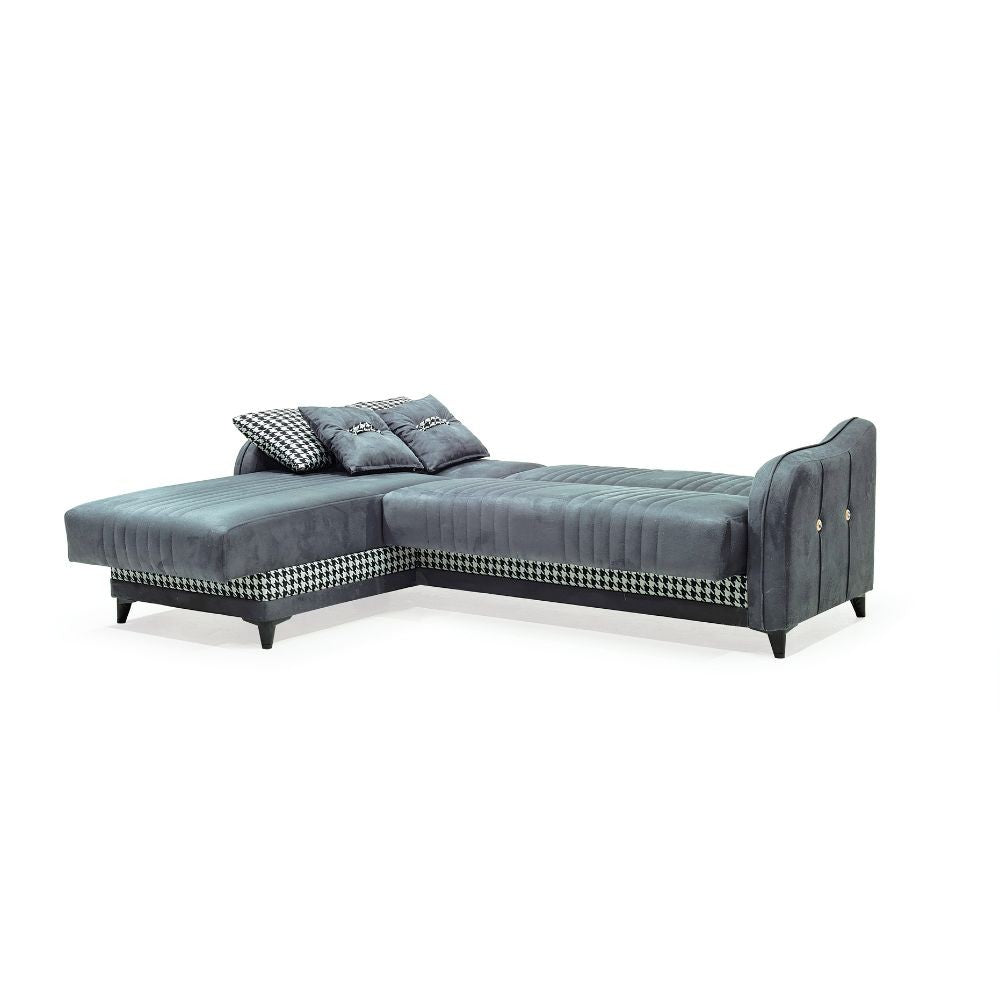 Divano con penisola contenitore reversibile Laos grigio soft 22 246x138x92 H