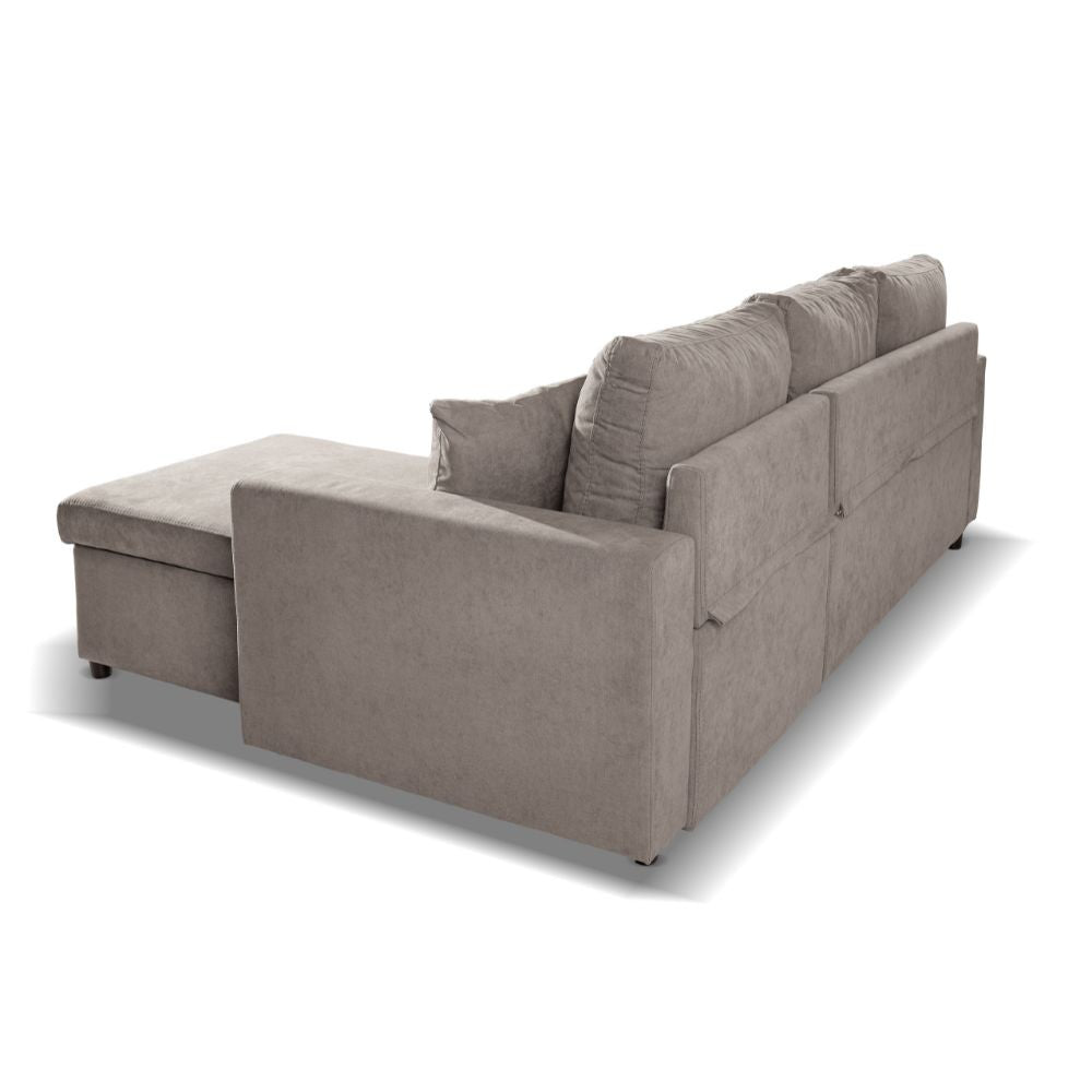 Divano con penisola reversibile Golf e letto estraibile in tessuto Enjoy03 tortora