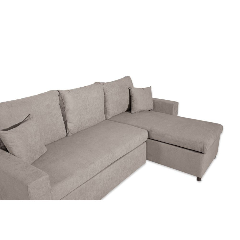 Divano con penisola reversibile Golf e letto estraibile in tessuto Enjoy03 tortora