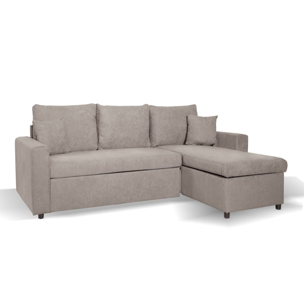 Divano con penisola reversibile Golf e letto estraibile in tessuto Enjoy03 tortora