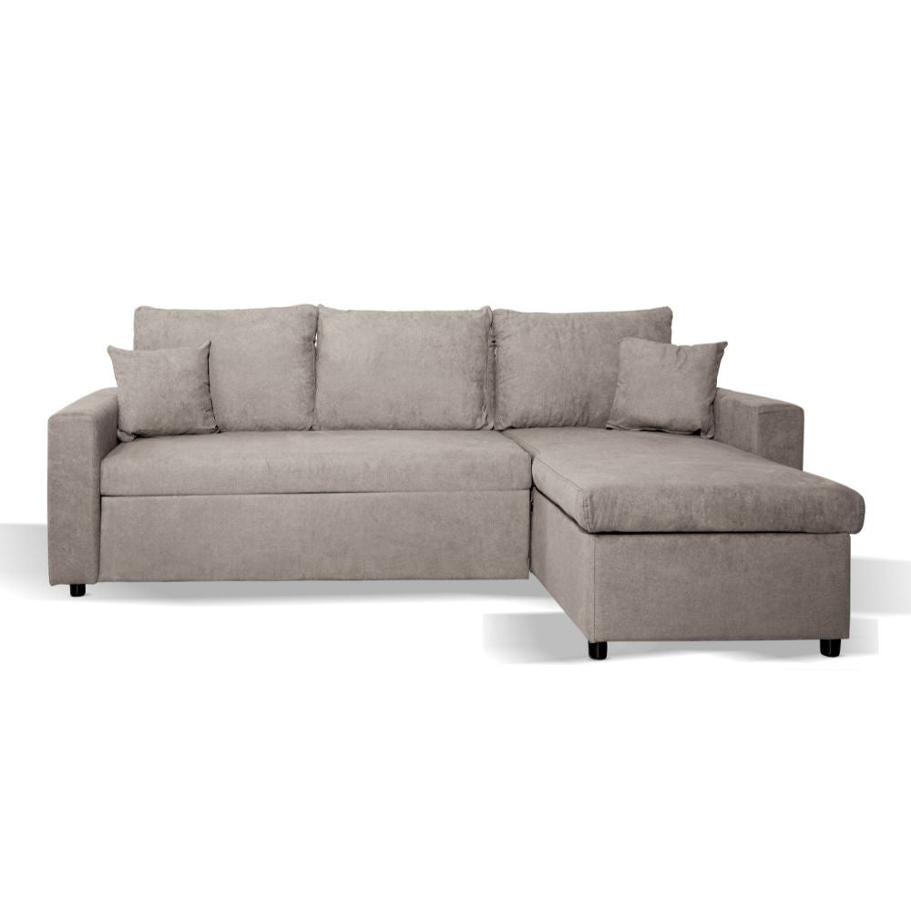 Divano con penisola reversibile Golf e letto estraibile in tessuto Enjoy03 tortora