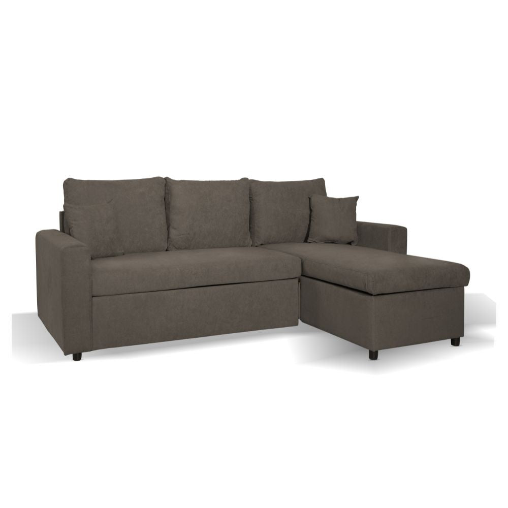 Divano con penisola reversibile Golf e letto estraibile in tessuto khaki Enjoy09