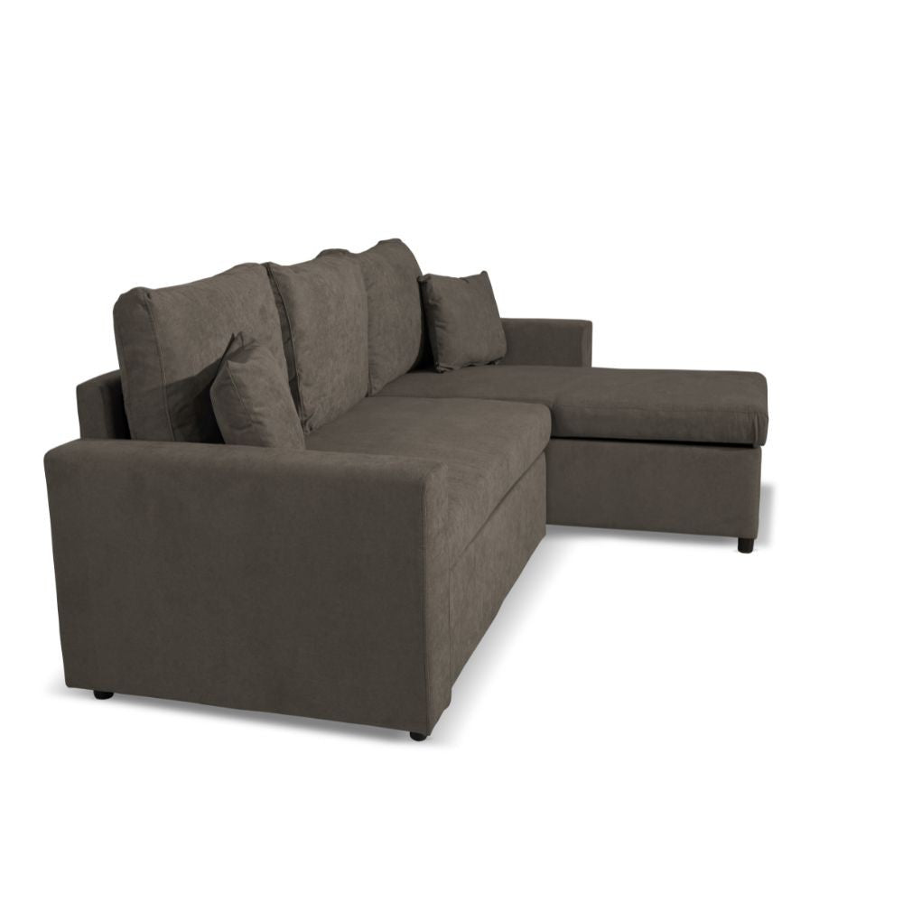 Divano con penisola reversibile Golf e letto estraibile in tessuto khaki Enjoy09