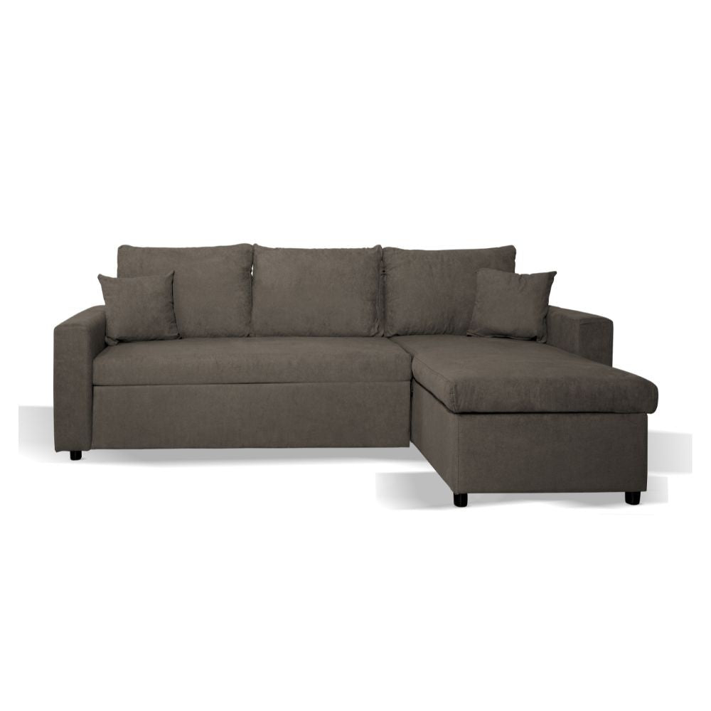 Divano con penisola reversibile Golf e letto estraibile in tessuto khaki Enjoy09