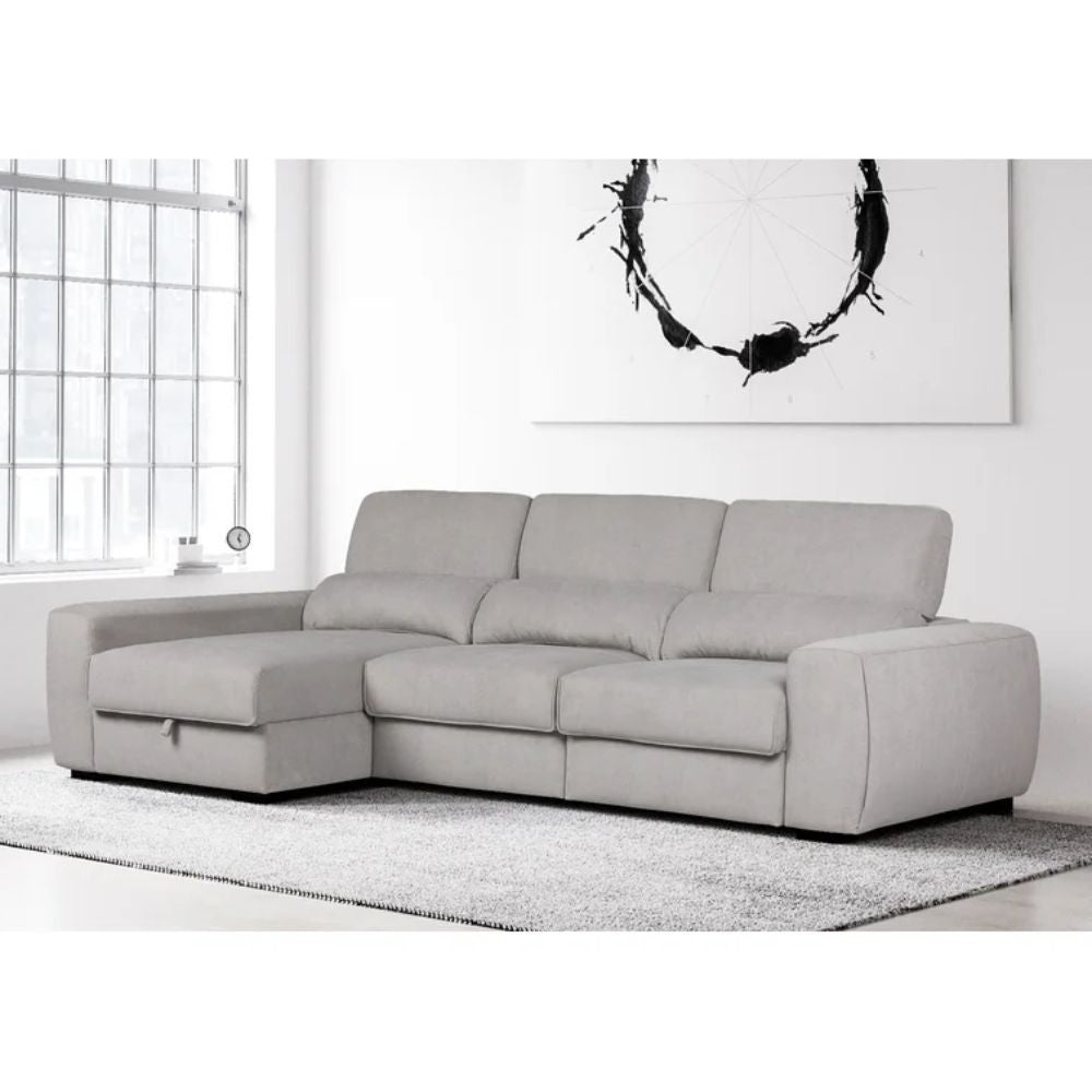 Divano Duke grigio G1312 penisola reversibile e funzione letto