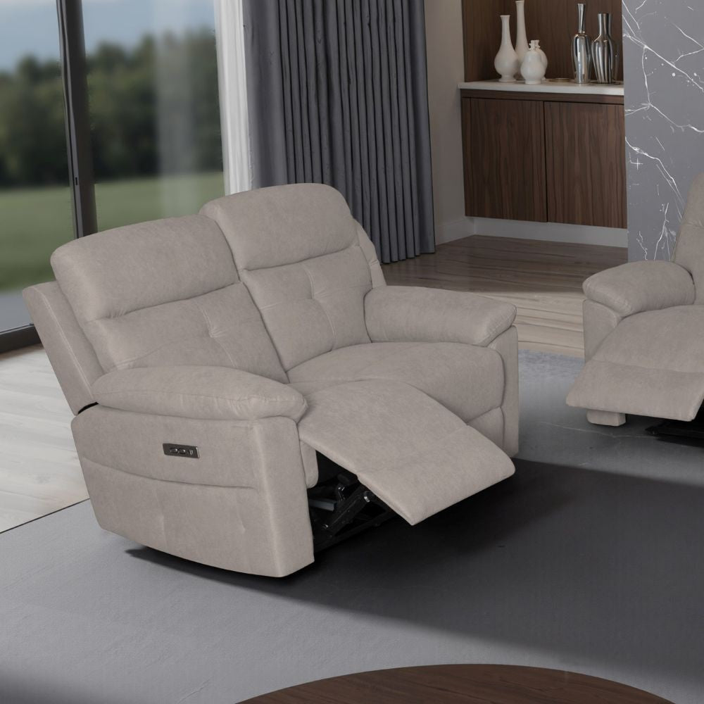 Divano Kayde 2 posti recliner elettrico in tessuto Mia 103-05 beige