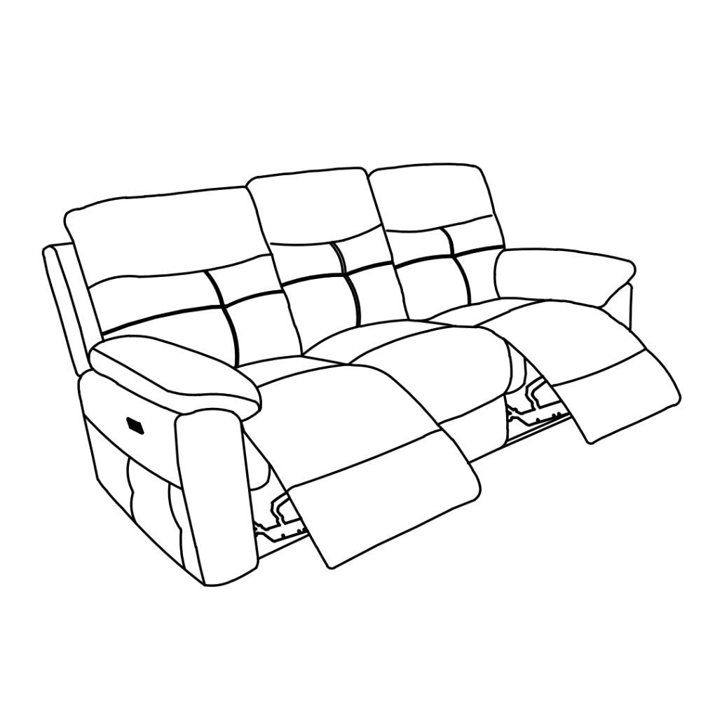 Divano Kayde 3 posti recliner elettrico in tessuto Mia 103-27 grigio scuro