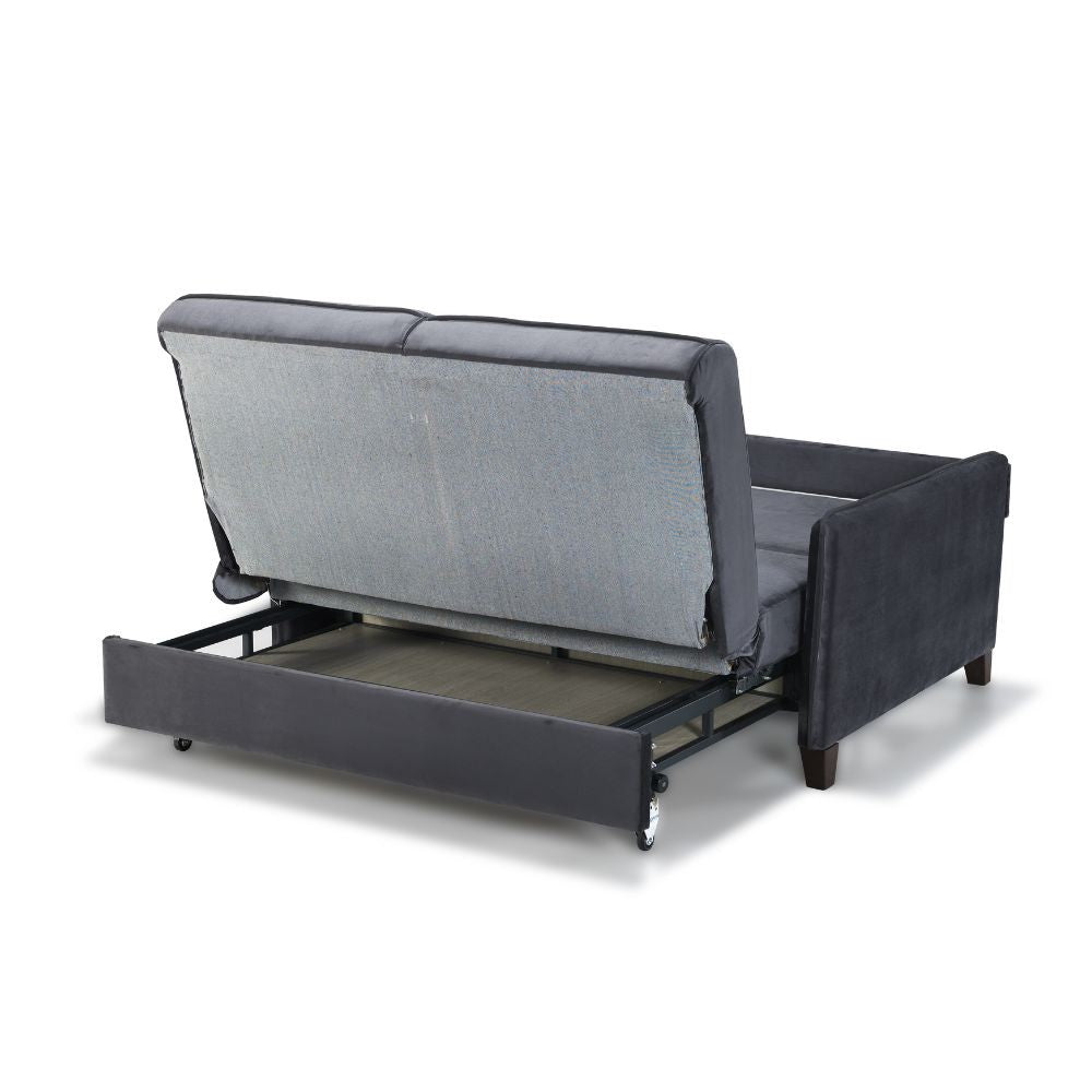 Divano letto 2 posti Alcona con contenitore in tessuto colore grigio 57-056
