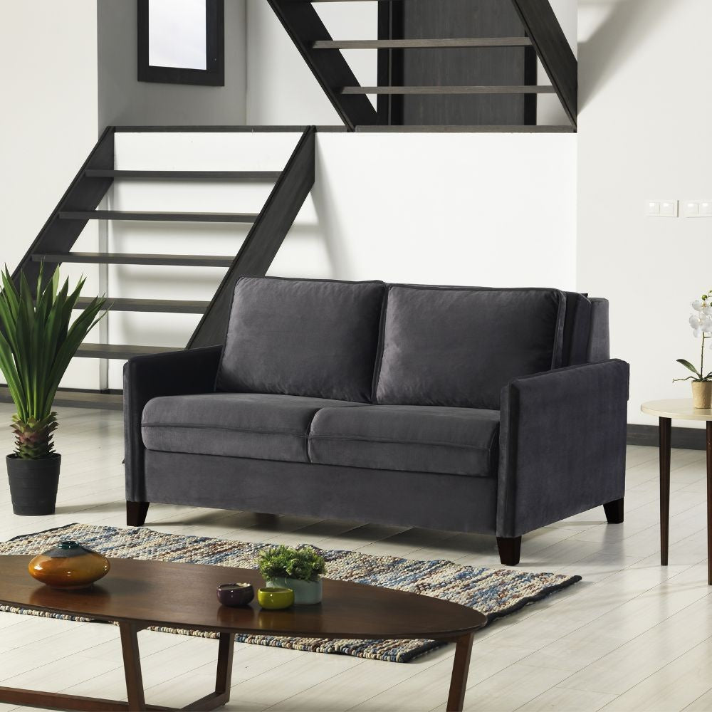 Divano letto 2 posti Alcona con contenitore in tessuto colore grigio 57-056