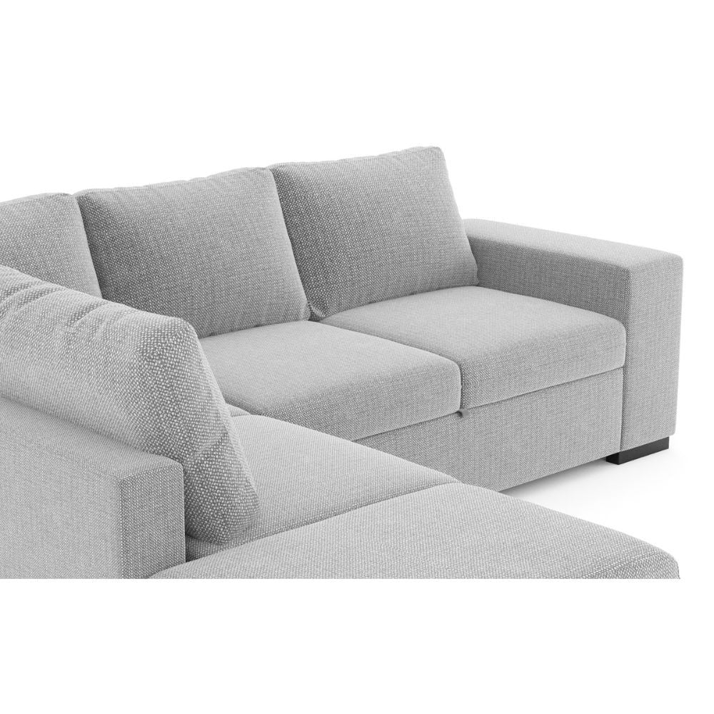 Divano letto angolare reversibile Jozzis con vano contenitore e pouf in tessuto Zenith C1756 grigio