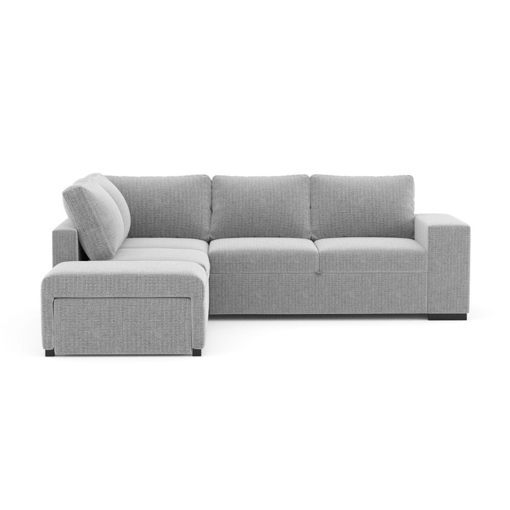 Divano letto angolare reversibile Jozzis con vano contenitore e pouf in tessuto Zenith C1756 grigio