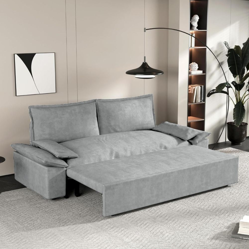 Divano letto Belly 2 posti effetto velluto colore grigio