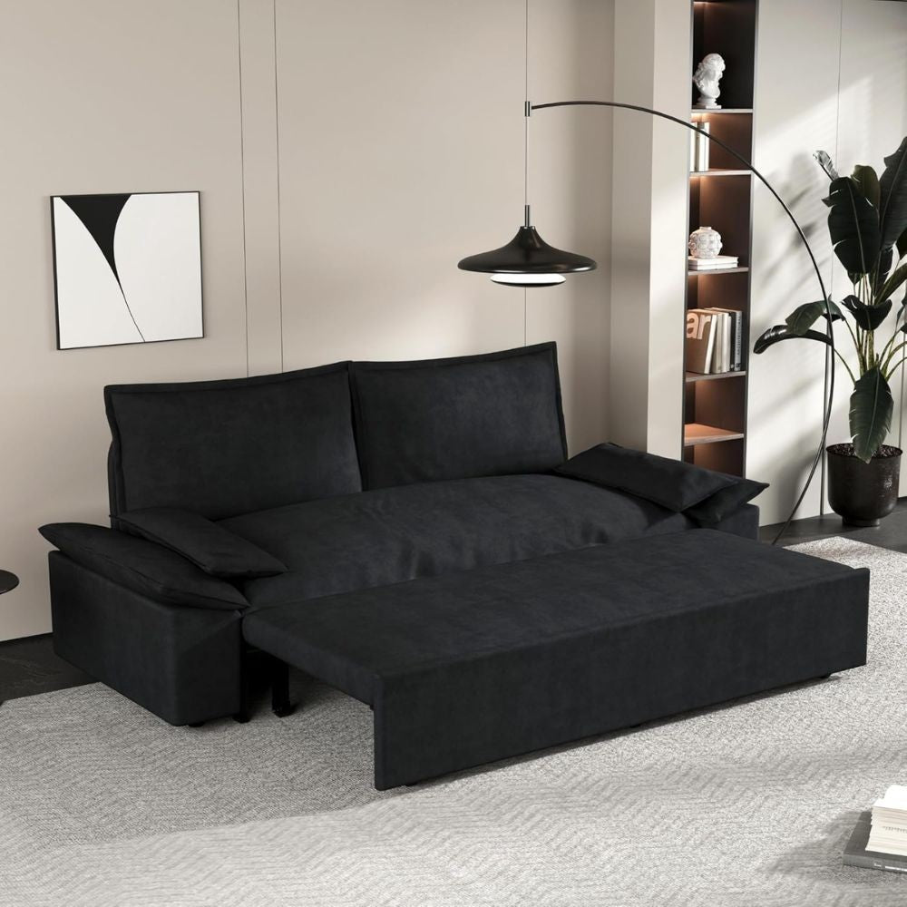 Divano letto Belly 2 posti effetto velluto colore nero