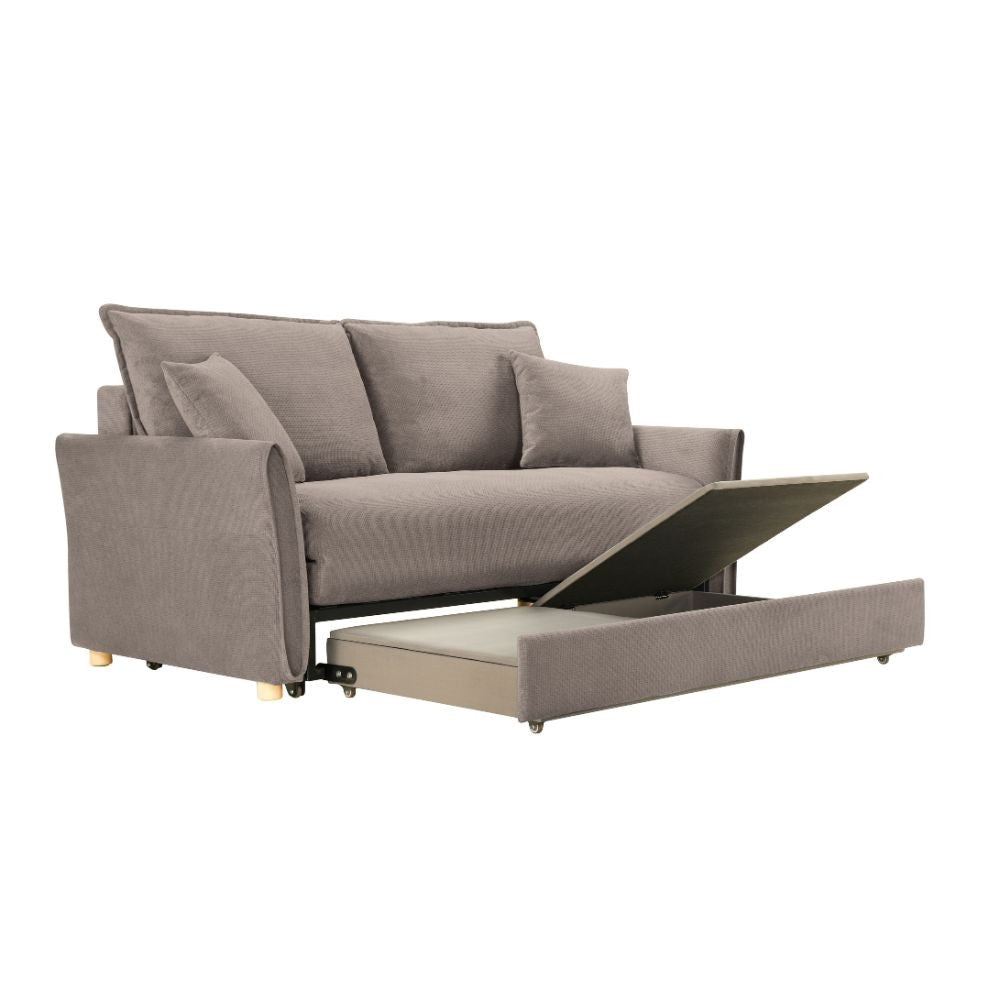 Divano letto Cassie con contenitore in Barrel 19 taupe
