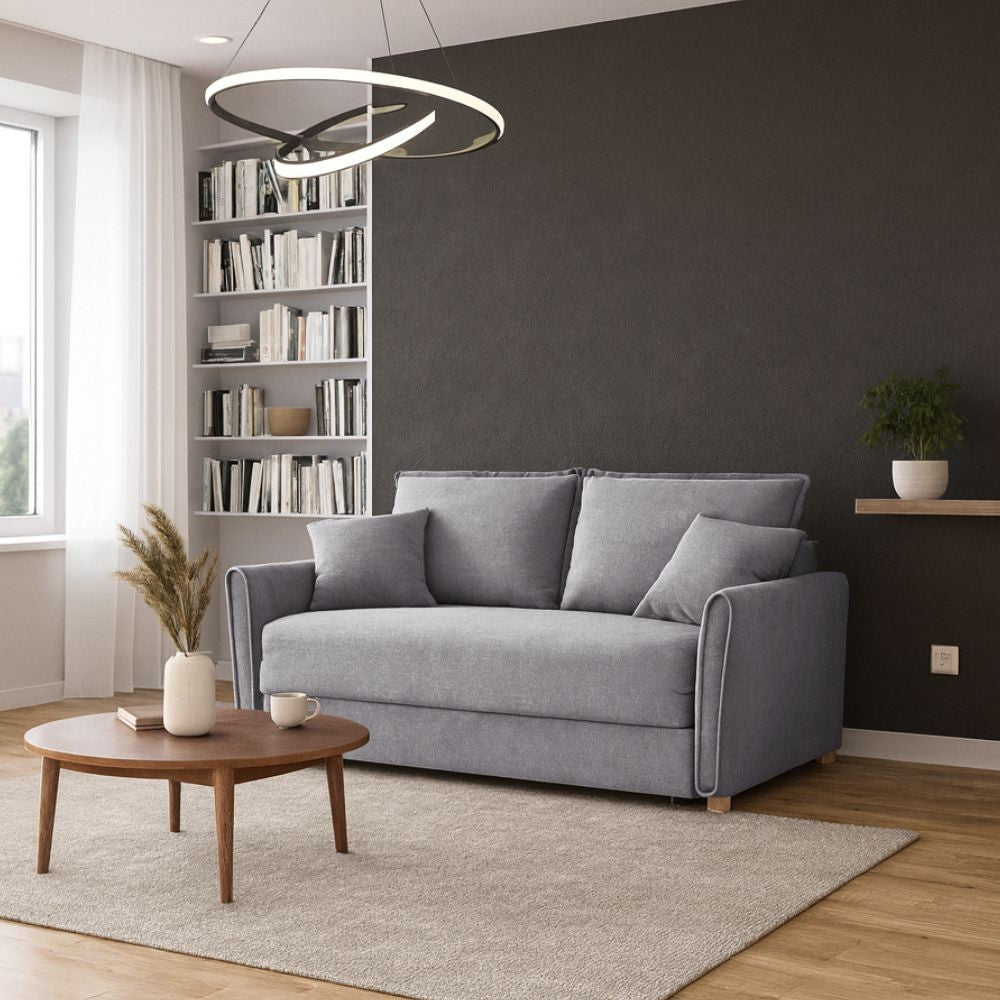 Divano letto Cassie con contenitore in Barrel 83 grigio