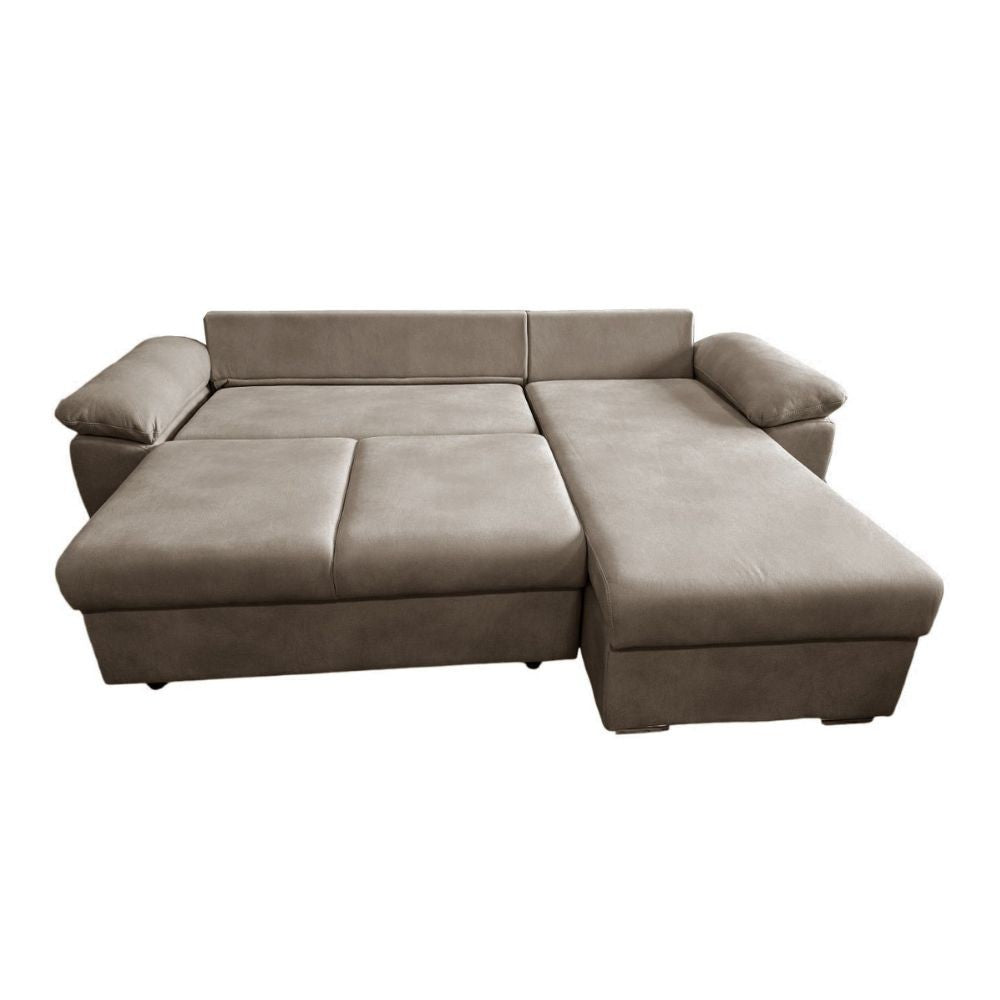 Divano letto contenitore angolare Alberta reversibile in Giulia 9703 cappuccino