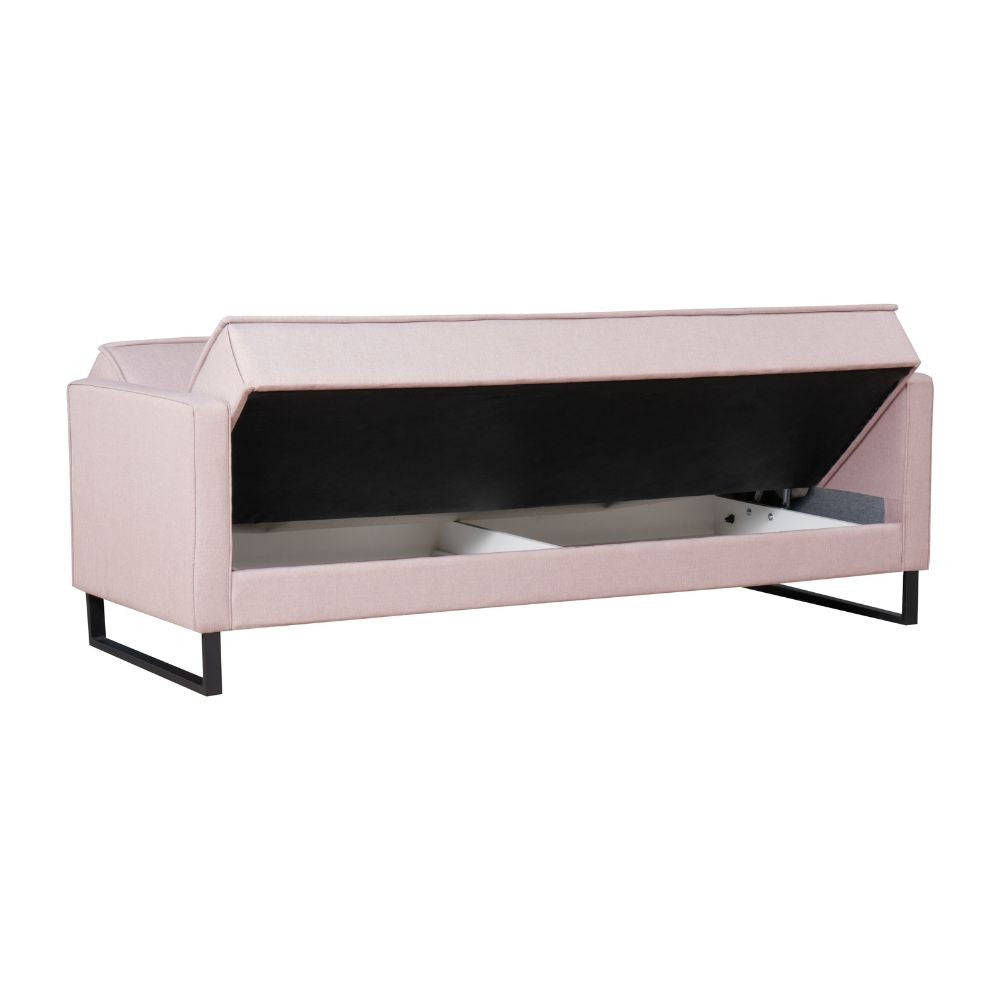 Divano letto contenitore Legen 3 posti in vellutino rosa antico 12-450