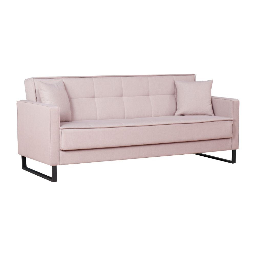 Divano letto contenitore Legen 3 posti in vellutino rosa antico 12-450