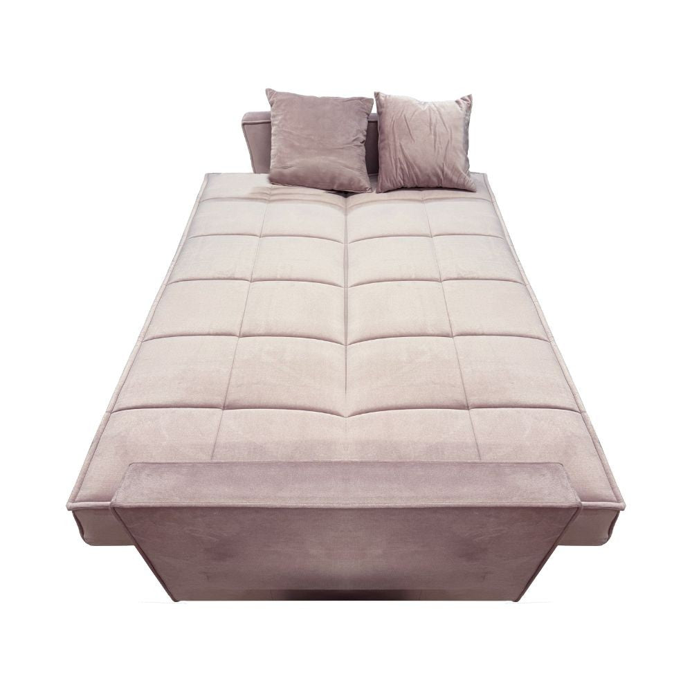 Divano letto contenitore Legen 3 posti in vellutino rosa antico 12-450