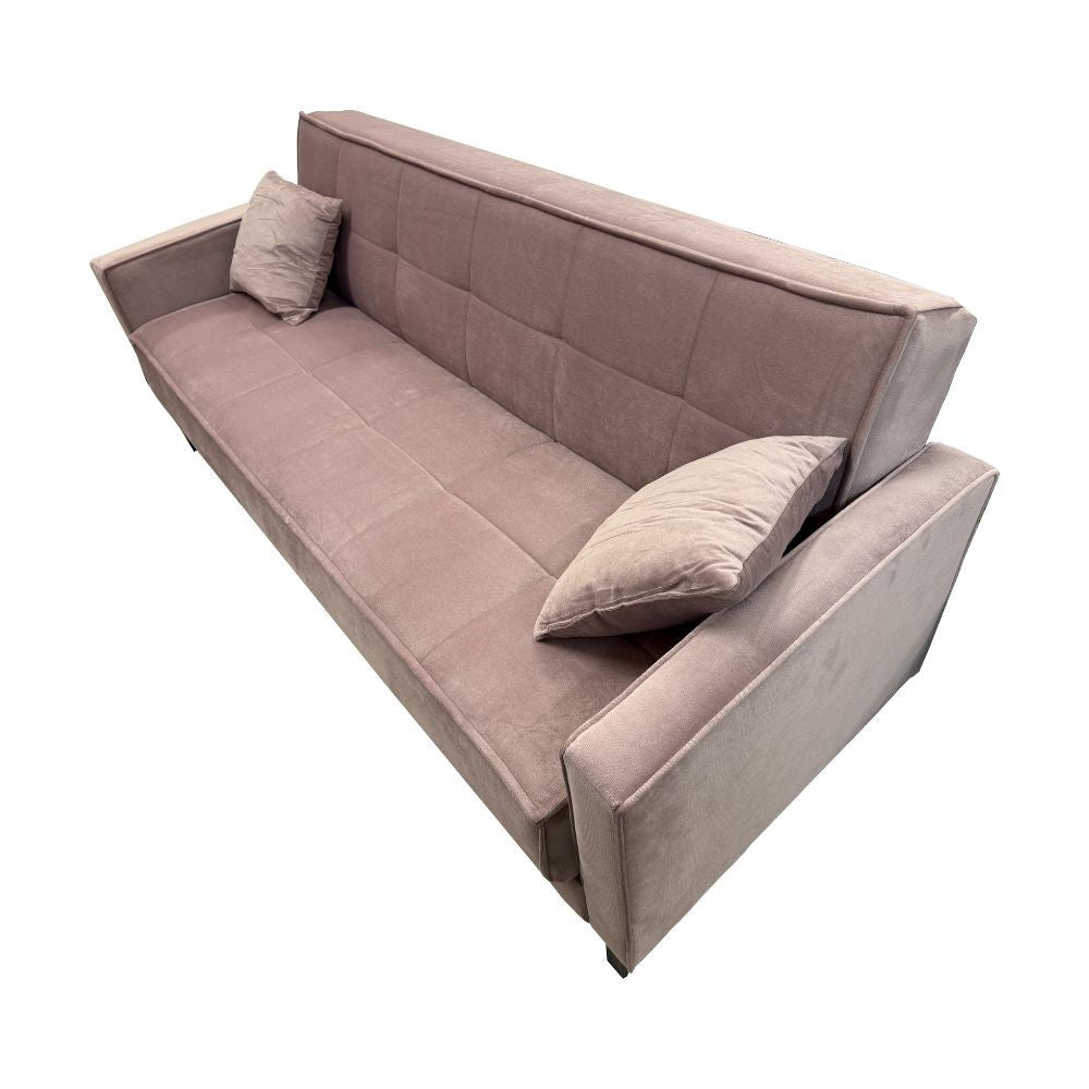 Divano letto contenitore Legen 3 posti in vellutino rosa antico 12-450