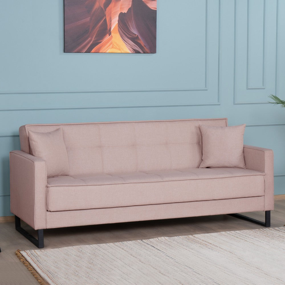 Divano letto contenitore Legen 3 posti in vellutino rosa antico 12-450