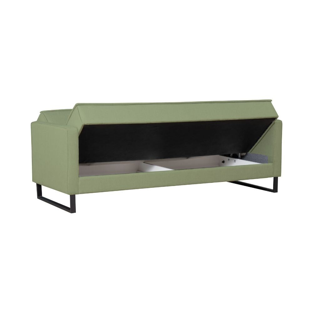 Divano letto contenitore Legen 3 posti in vellutino verde oliva 18-450
