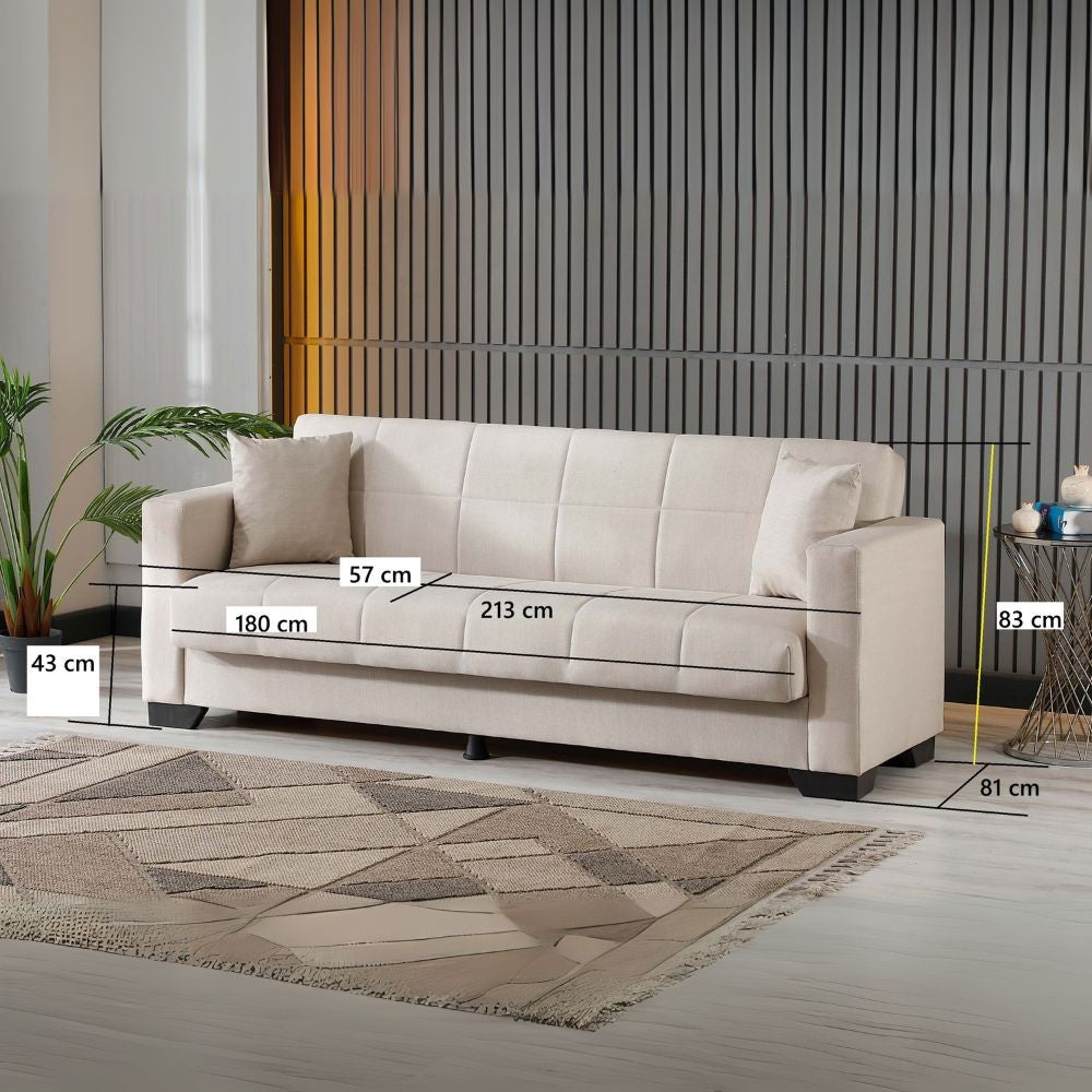 Divano letto contenitore Moon 3 posti in tessuto Internobase 07 camel