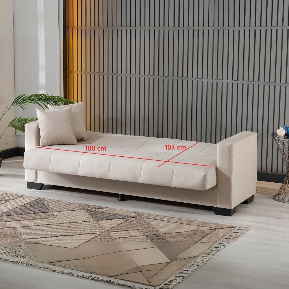 Divano letto contenitore Moon 3 posti in tessuto Internobase 07 camel