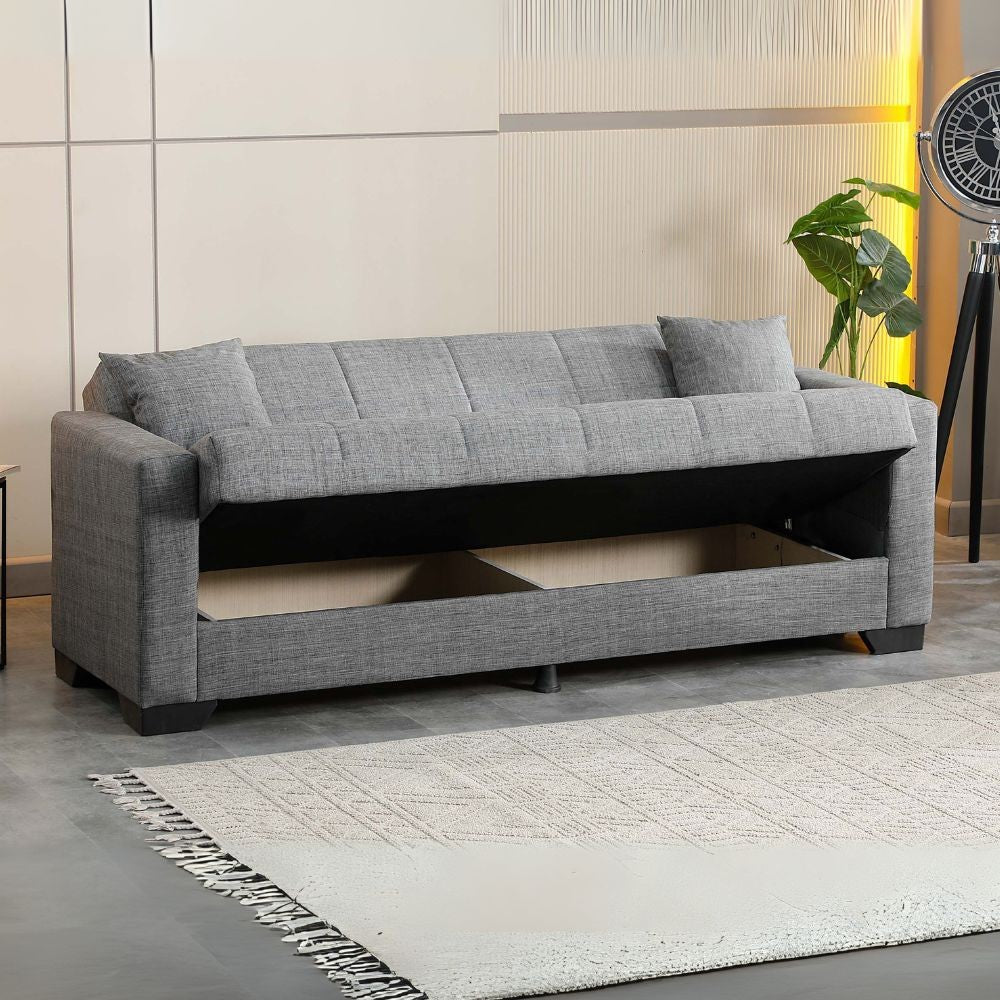Divano letto contenitore Moon 3 posti in tessuto Internobase 11 grigio