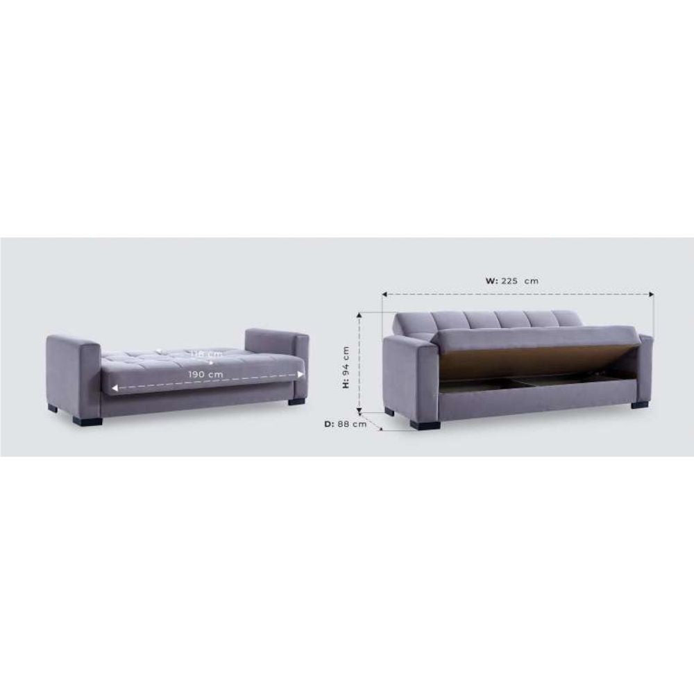 Divano letto contenitore New Malpensa 3 posti colore cappuccino Mina 04
