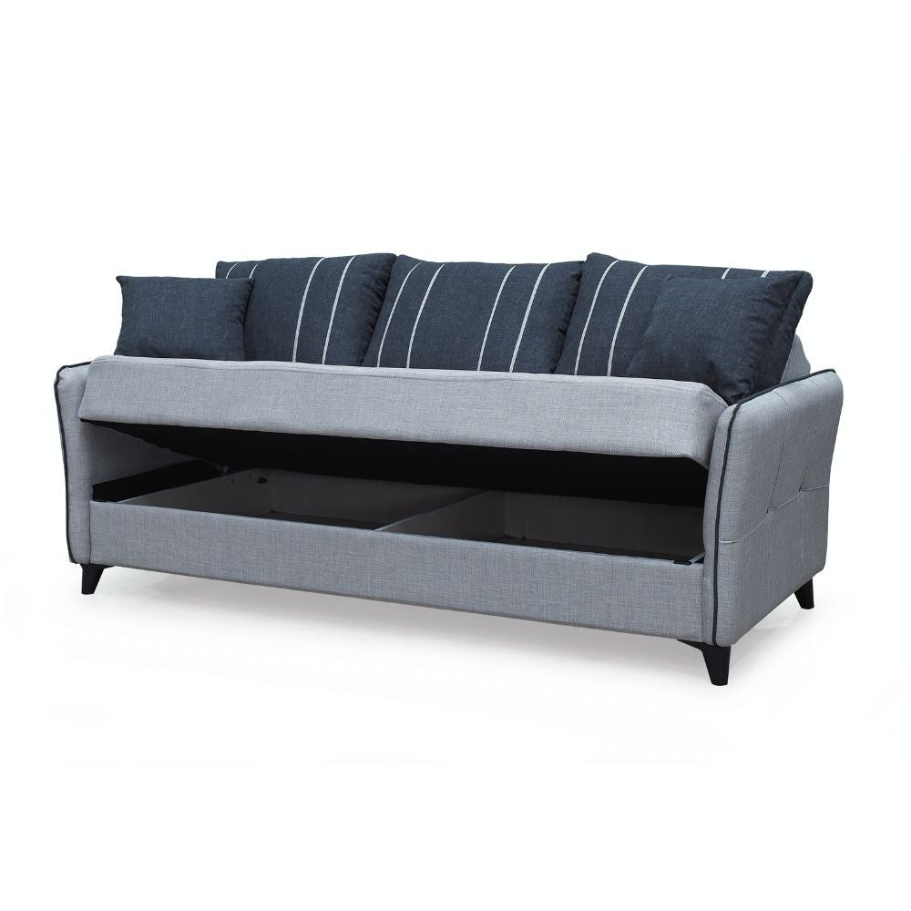 Divano letto contenitore Panama 3 posti colore grigio chiaro 51-002 e cuscini grigio scuro