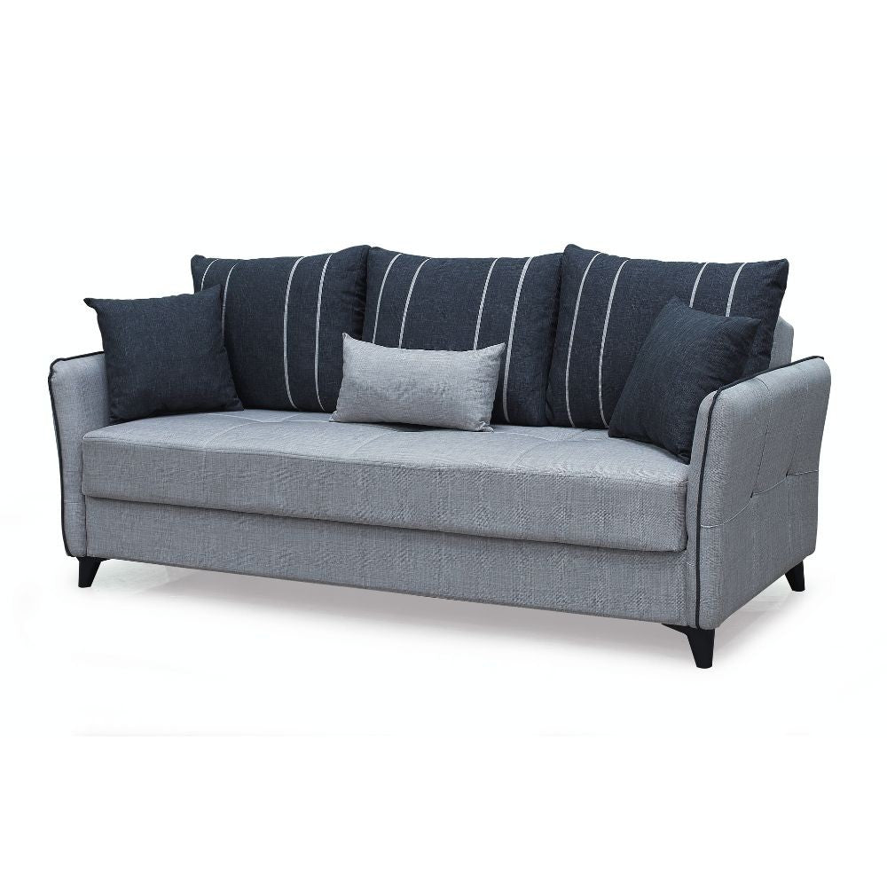 Divano letto contenitore Panama 3 posti colore grigio chiaro 51-002 e cuscini grigio scuro