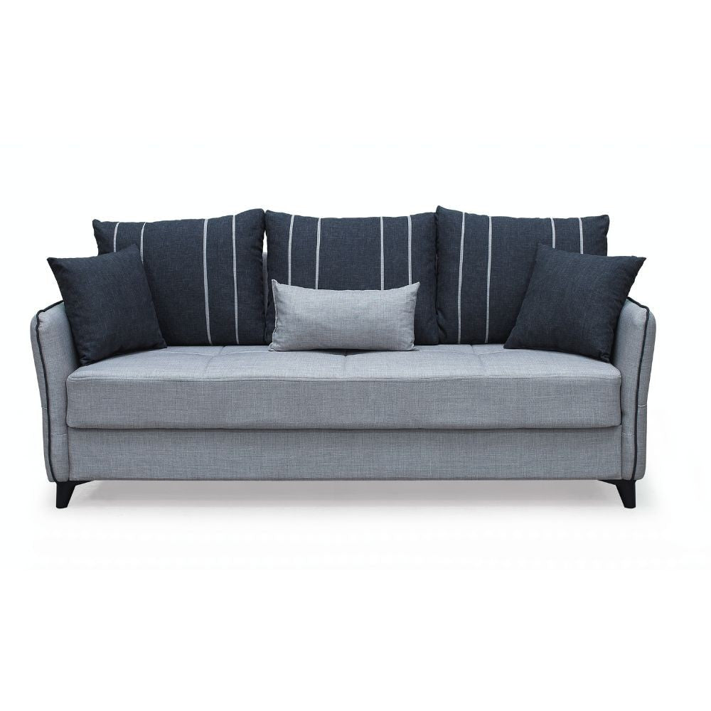 Divano letto contenitore Panama 3 posti colore grigio chiaro 51-002 e cuscini grigio scuro