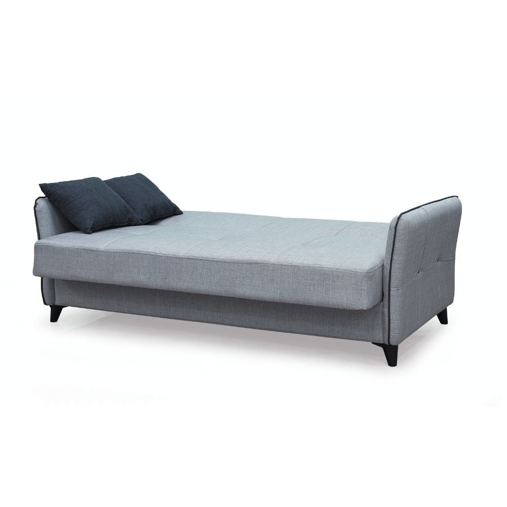 Divano letto contenitore Panama 3 posti colore grigio chiaro 51-002 e cuscini grigio scuro
