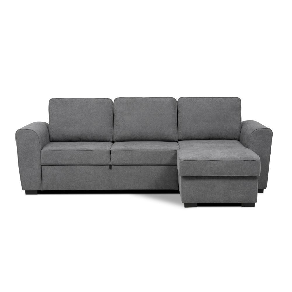 Divano letto corner reversibile Aston con contenitore in tessuto C1705 Ash grigio
