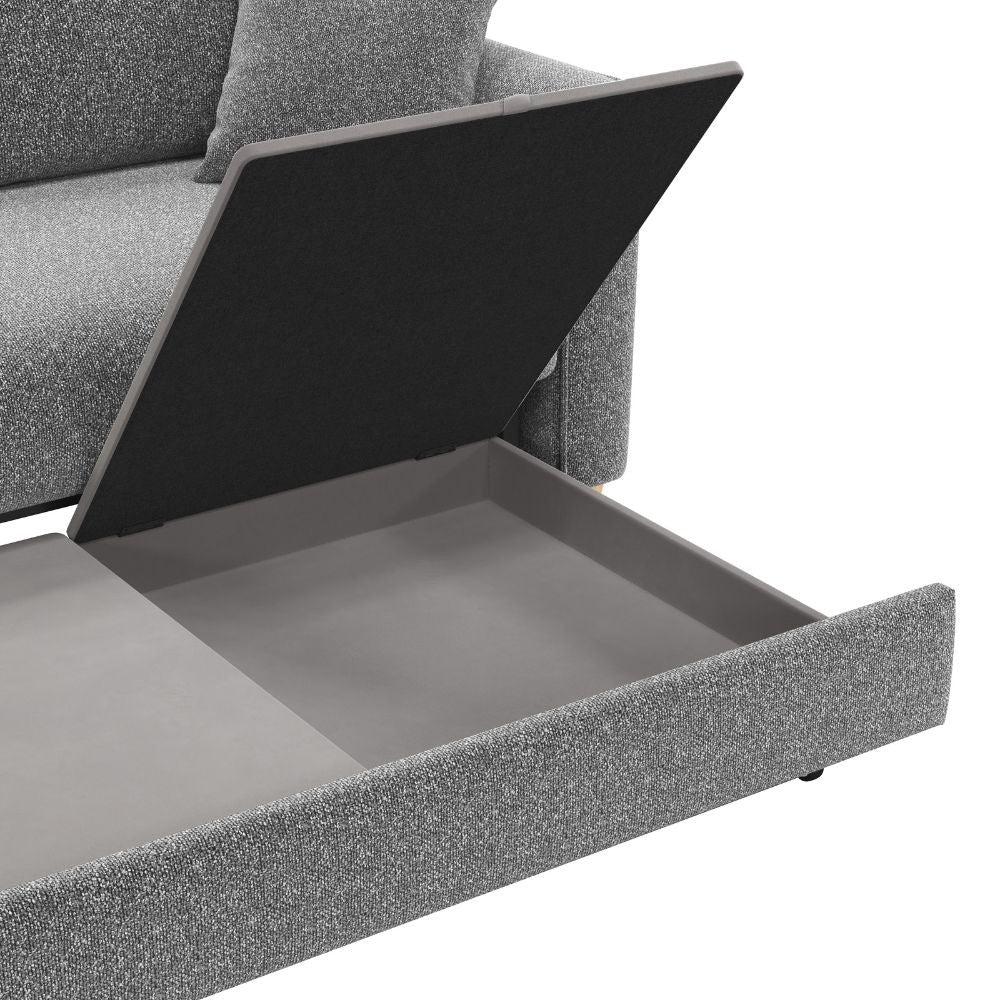 Divano letto Cosy con contenitore in Barrel 83 grigio