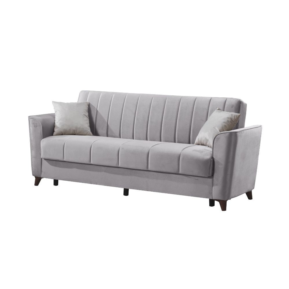 Divano letto Duca con contenitore in velluto Setra grigio