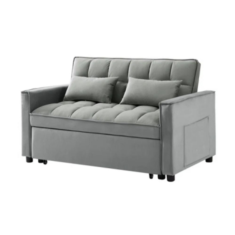 Divano letto Eiri 2 posti in vellutino grigio chiaro