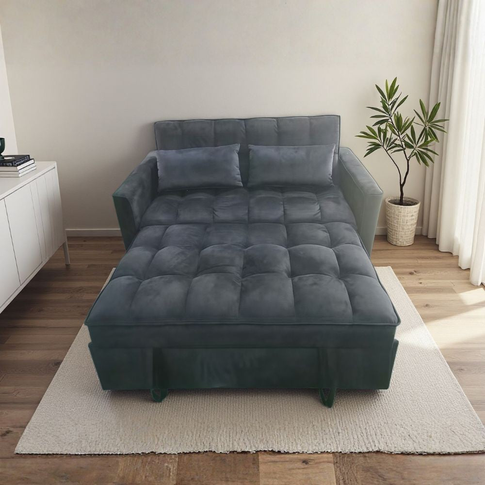 Divano letto Eiri 2 posti in vellutino nero