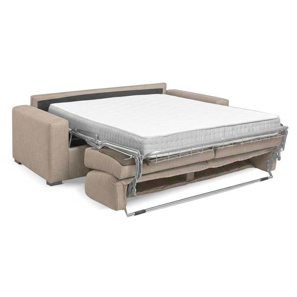 Divano letto Flash 3 posti con rete elettrosaldata in tessuto Queens beige