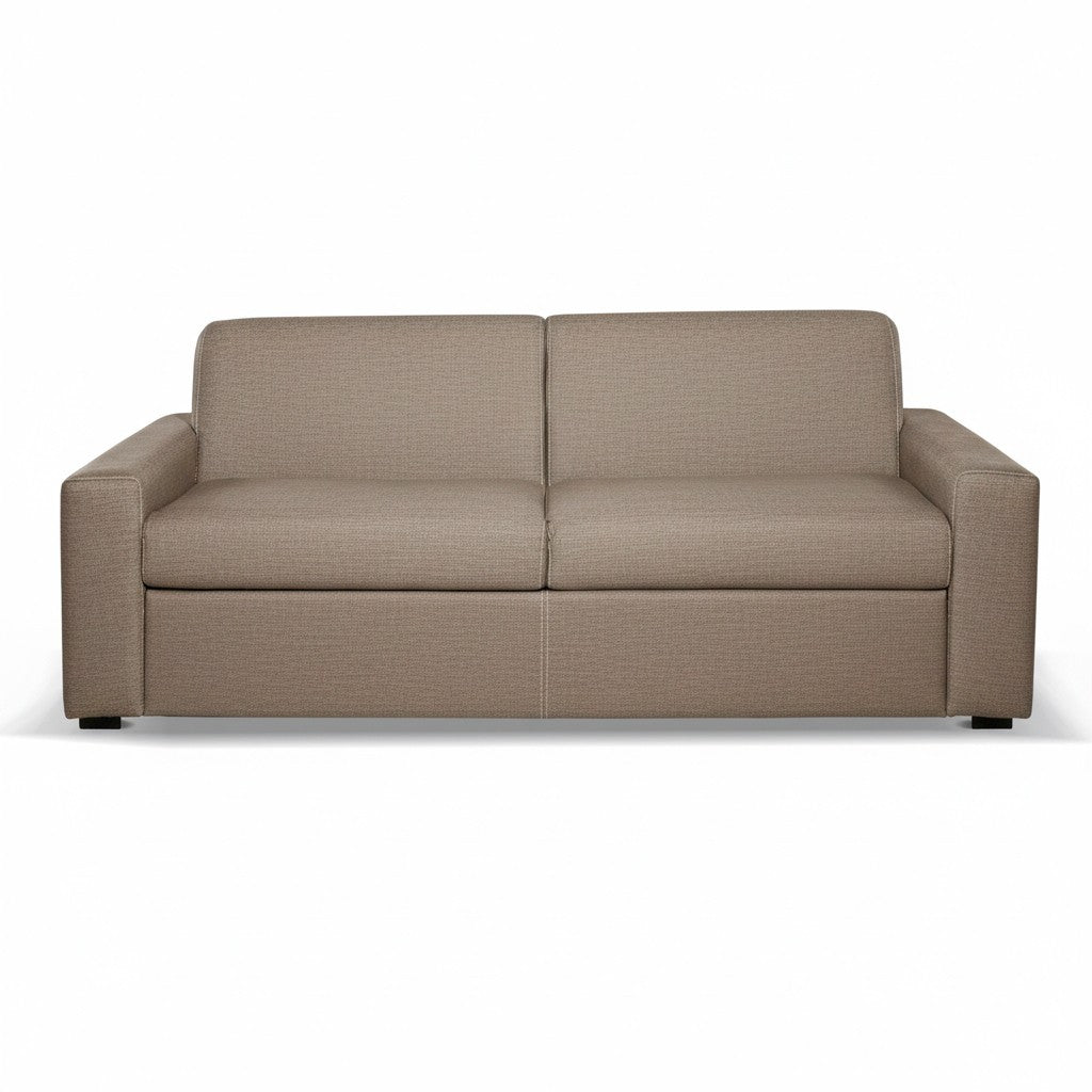 Divano letto Flash 3 posti con rete elettrosaldata in tessuto Queens camel