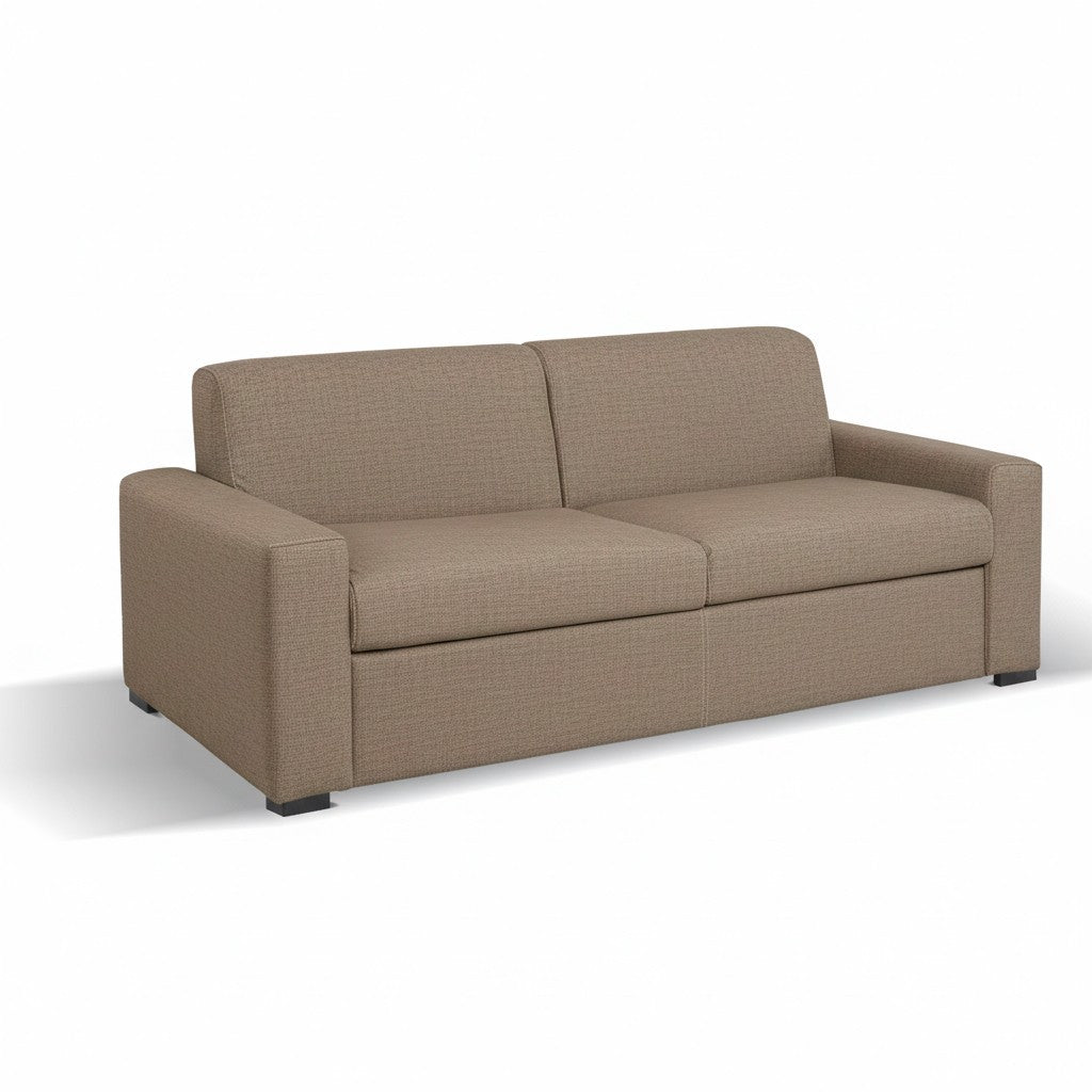 Divano letto Flash 3 posti con rete elettrosaldata in tessuto Queens camel